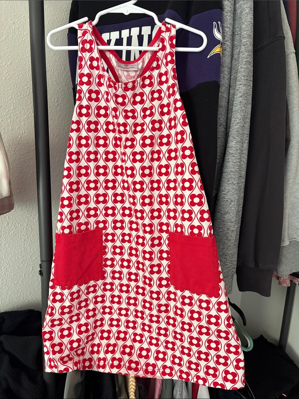 Red Floral Pocket Kids Dress -